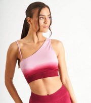 South Beach Red Ombre Seamless Asymmetric Sports Crop Top